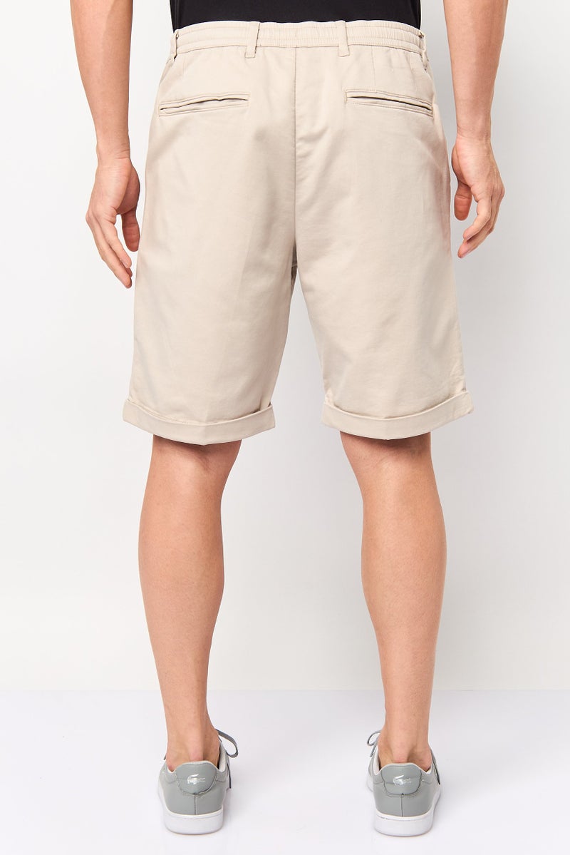 Celio Men Solid Basic Shorts, Beige - Image 4