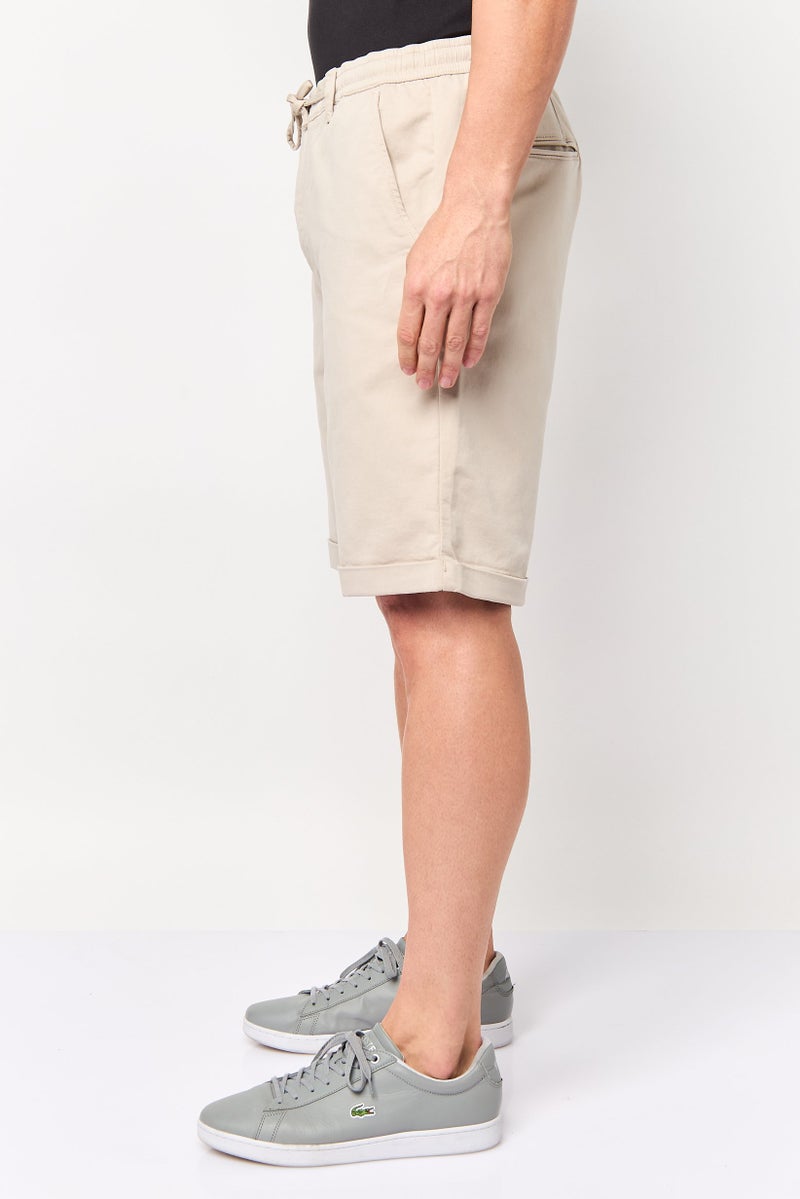 Celio Men Solid Basic Shorts, Beige - Image 3