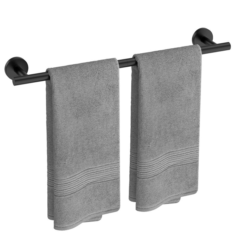 USHOWER Matte Black Towel Bar 24Inch Towel Rack for Bathroom Wall Mounted Thicken SUS304 Stainless Steel Towel Rod Modern Home Decor Total Length 26Inch