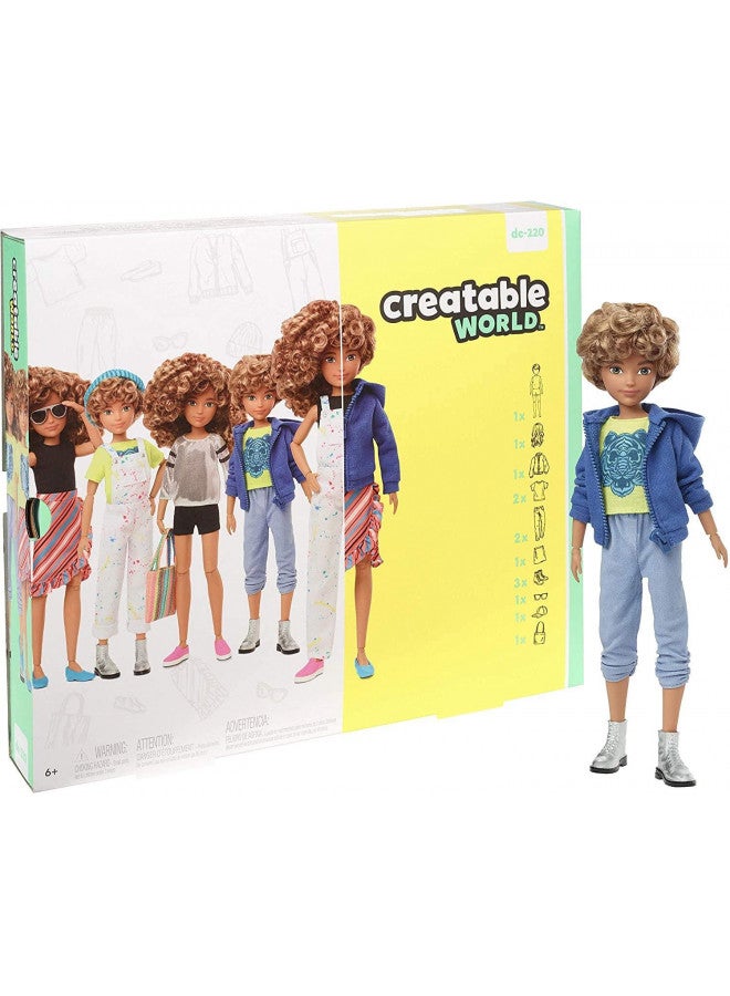 Creatable World Deluxe Character Kit DC-220 Customizable Doll with Blonde Curly Hair, 6 Pieces Doll Clothes, 3 Pairs Shoes and 2 Accessories, Creative Play for All Kids 6 Years Old and Up - Image 1