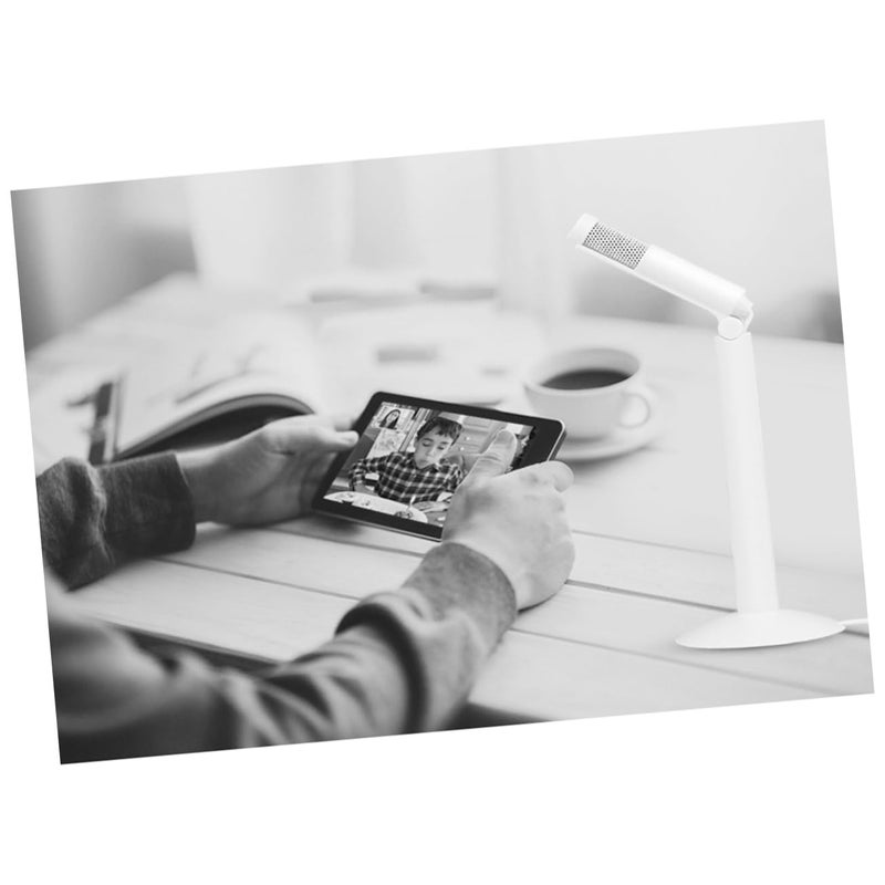 Foldable Condenser Microphone For Recording Streaming Podcasting With Rotatable Sound Head Portable Desktop Stand White - Image 3