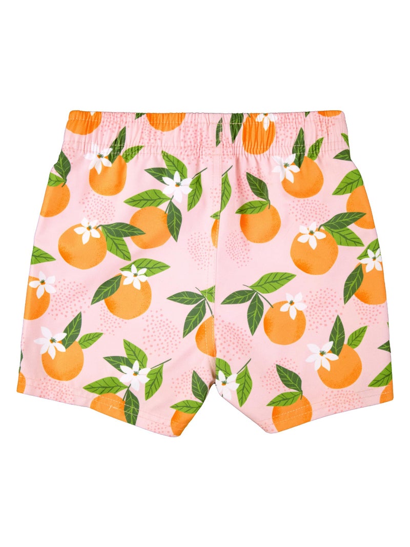 RUGGEDBUTTS Boys UPF50+ Sun Protection Fruits & Florals Swim Trunks - Orange You The Sweetest, 2T - Image 2
