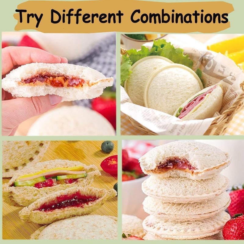 APURK APURK Round Sandwich Cutter Sealer Cookie Pocket Sandwiches Peanut Butter and Jelly Crustless Sandwich Bread Pancake Maker Great for Breakfast Sandwich Maker LunchboxPack of 1 Multicolor  - Image 2