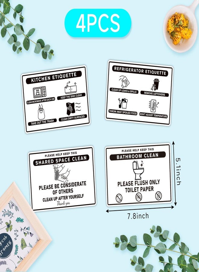 LUHIMO 4PCS Bathroom and Kitchen Rules Sign, Self-adhesive Waterproof Please Clean Up After Yourself Sign Sticker, Essentials for Refrigerator, Microwave, Office Kitchen, Break Room, Home Bathroom - Image 2