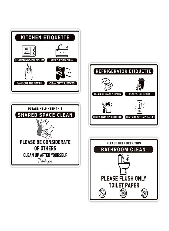 LUHIMO 4PCS Bathroom and Kitchen Rules Sign, Self-adhesive Waterproof Please Clean Up After Yourself Sign Sticker, Essentials for Refrigerator, Microwave, Office Kitchen, Break Room, Home Bathroom - Image 1