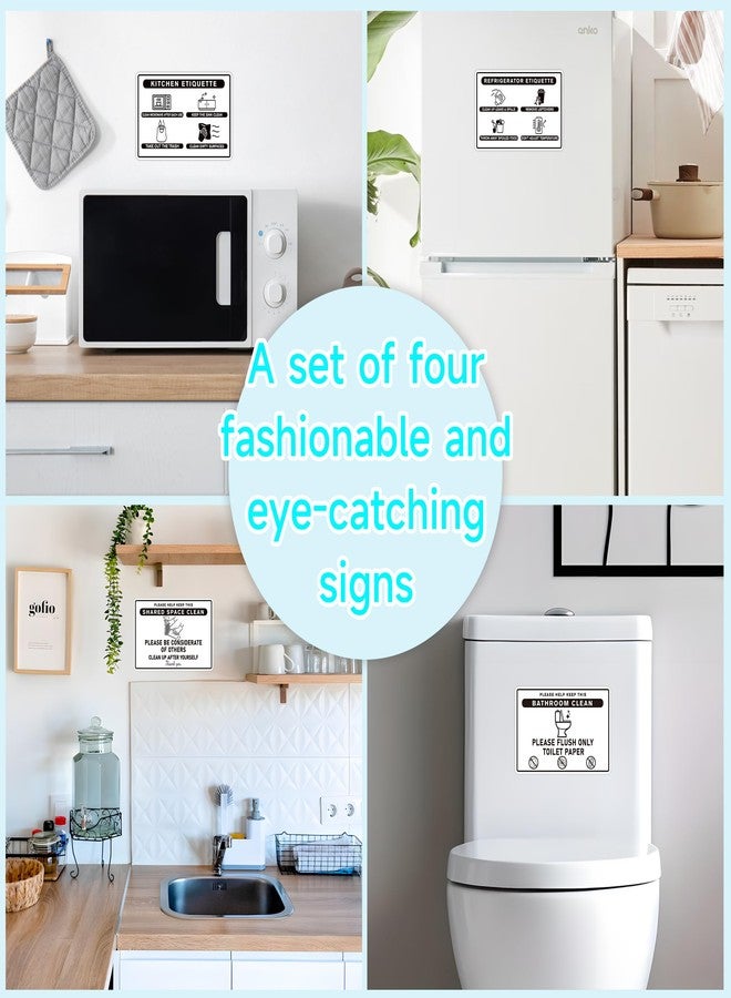 LUHIMO 4PCS Bathroom and Kitchen Rules Sign, Self-adhesive Waterproof Please Clean Up After Yourself Sign Sticker, Essentials for Refrigerator, Microwave, Office Kitchen, Break Room, Home Bathroom - Image 4