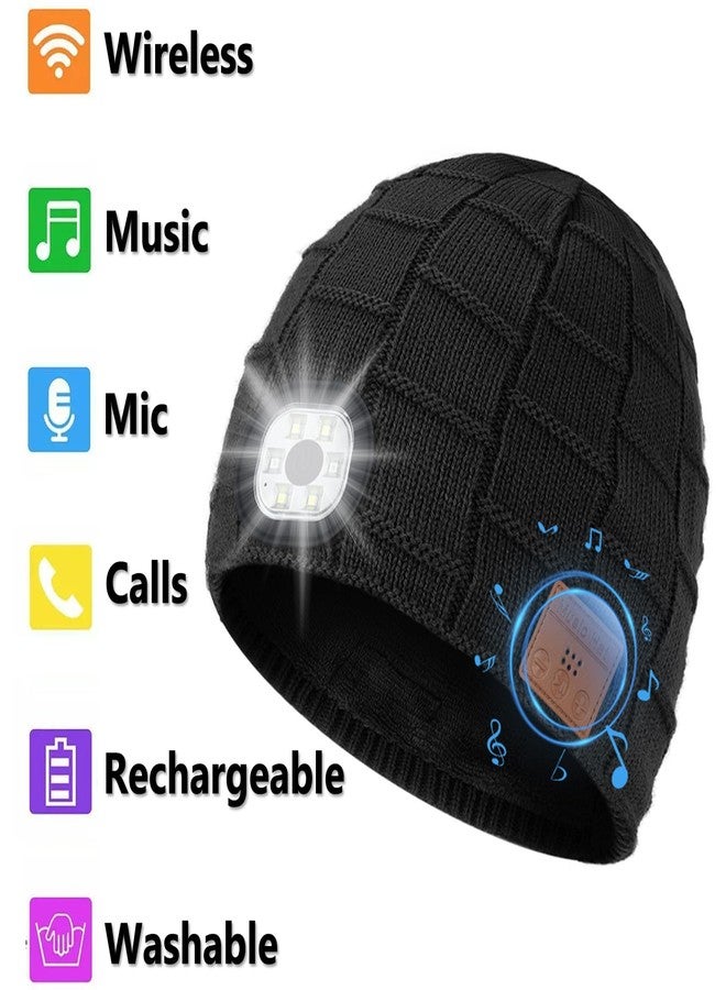 BGJOY Wireless Music Beanie Hat with Light Musical Knitted Cap Beanie with Light LED Fashlight Hat with Headphones Built-in Speakers Mic Christmas Birthday Gifts for Men Him Dad Grandpa Husband Teen - Image 5