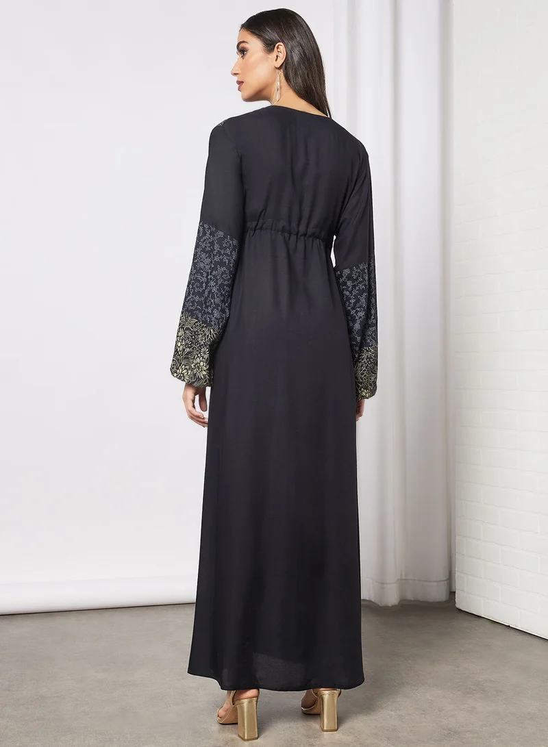 HANA & SARA Embroidered Jalabiya Dress With Sheila