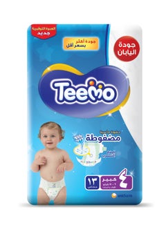 Teemo Baby Diapers, Size 4 Large, 9-18 Kg, Saving Pack, 13 Diapers  - Image 1