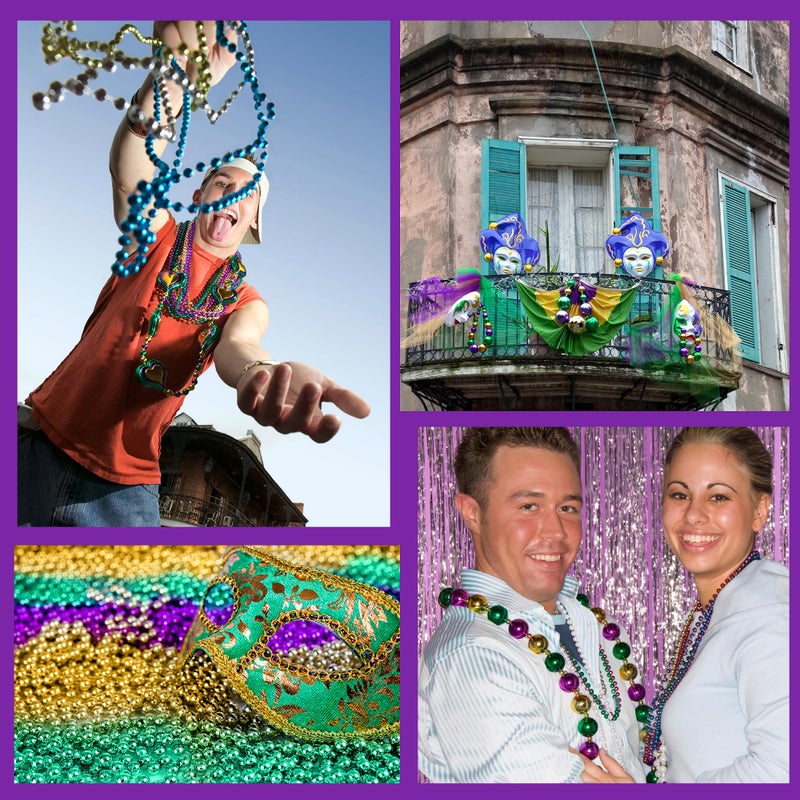 4E's Novelty Bead Assortment Mardi Gras Beads Bulk (100 Pcs) Metallic Purple Gold Green Assorted Designs, Masquerade Costume Party Favors Supplies Decorations - Image 4