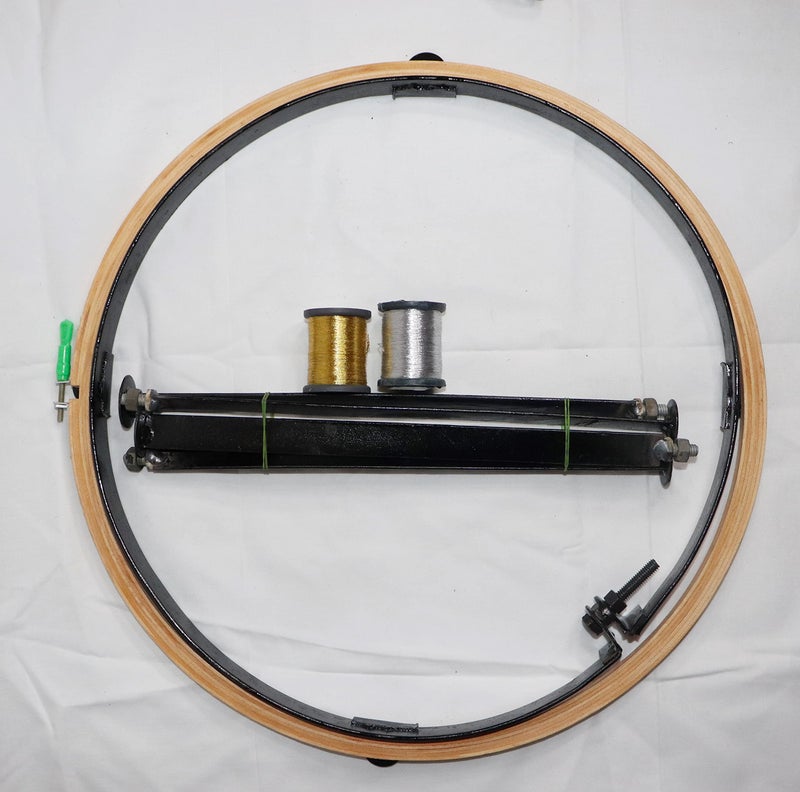 Aari Embroidery Stand with Wooden Frame, 16" Hoop, Maggam Work & Tambour Stand Combo 