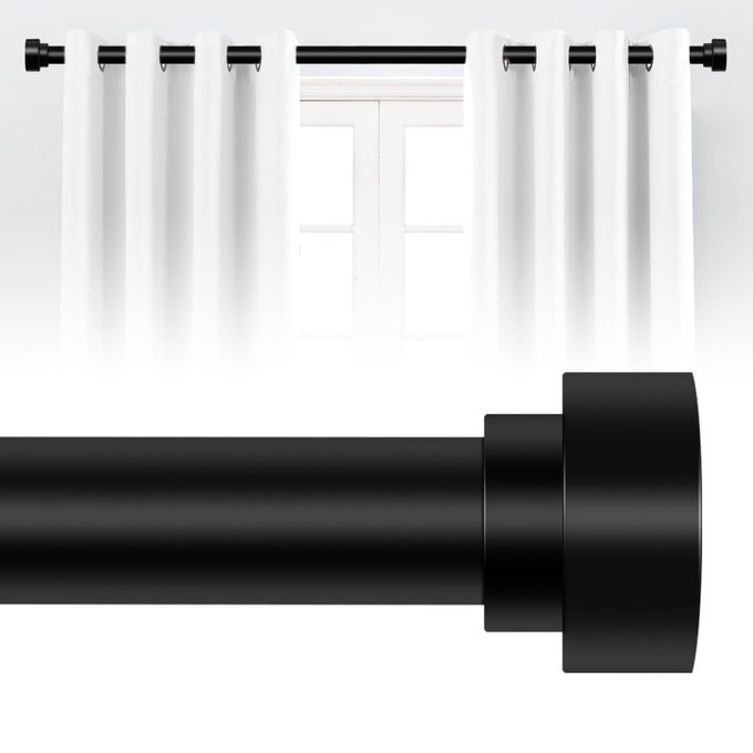 HEIDEAR BLACK ADJUSTABLE CURTAIN RODS FOR WINDOWS4884 INCH1 INCH HEAVY DUTY CURTAIN ROD FOR BEDROOM LIVING ROOMMATTE BLACK IRON EASY INSTALL MODERN DECORATIVE WINDOW TREATMENT SINGLE RODS3688