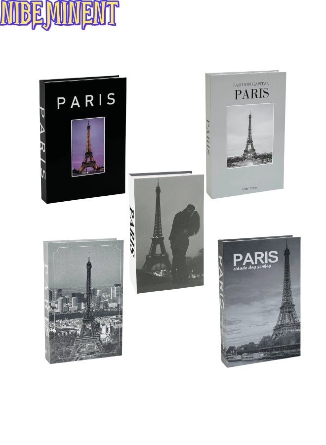 NIBEMINENT 5 Pieces Decorative Books, Faux Books with Hidden Storage, Decorative Books for Bookshelf Coffee Table, Decorative Book Boxes, Hollow Fake Books for Living Room - Image 1