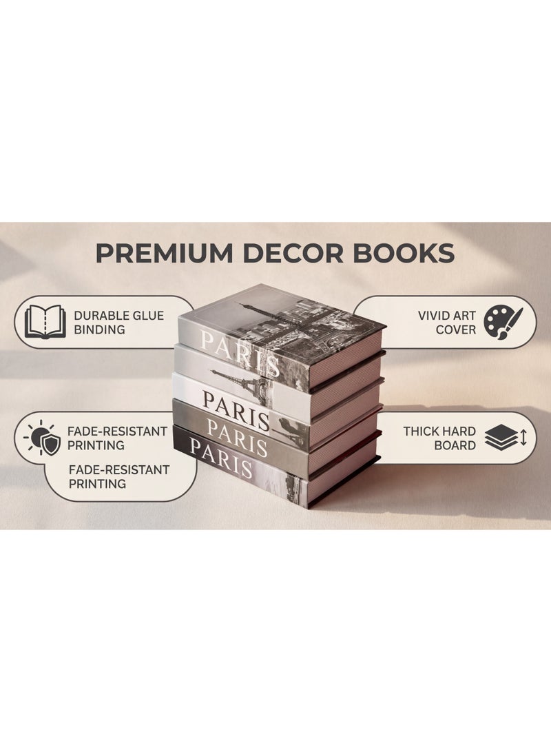 NIBEMINENT 5 Pieces Decorative Books, Faux Books with Hidden Storage, Decorative Books for Bookshelf Coffee Table, Decorative Book Boxes, Hollow Fake Books for Living Room - Image 2