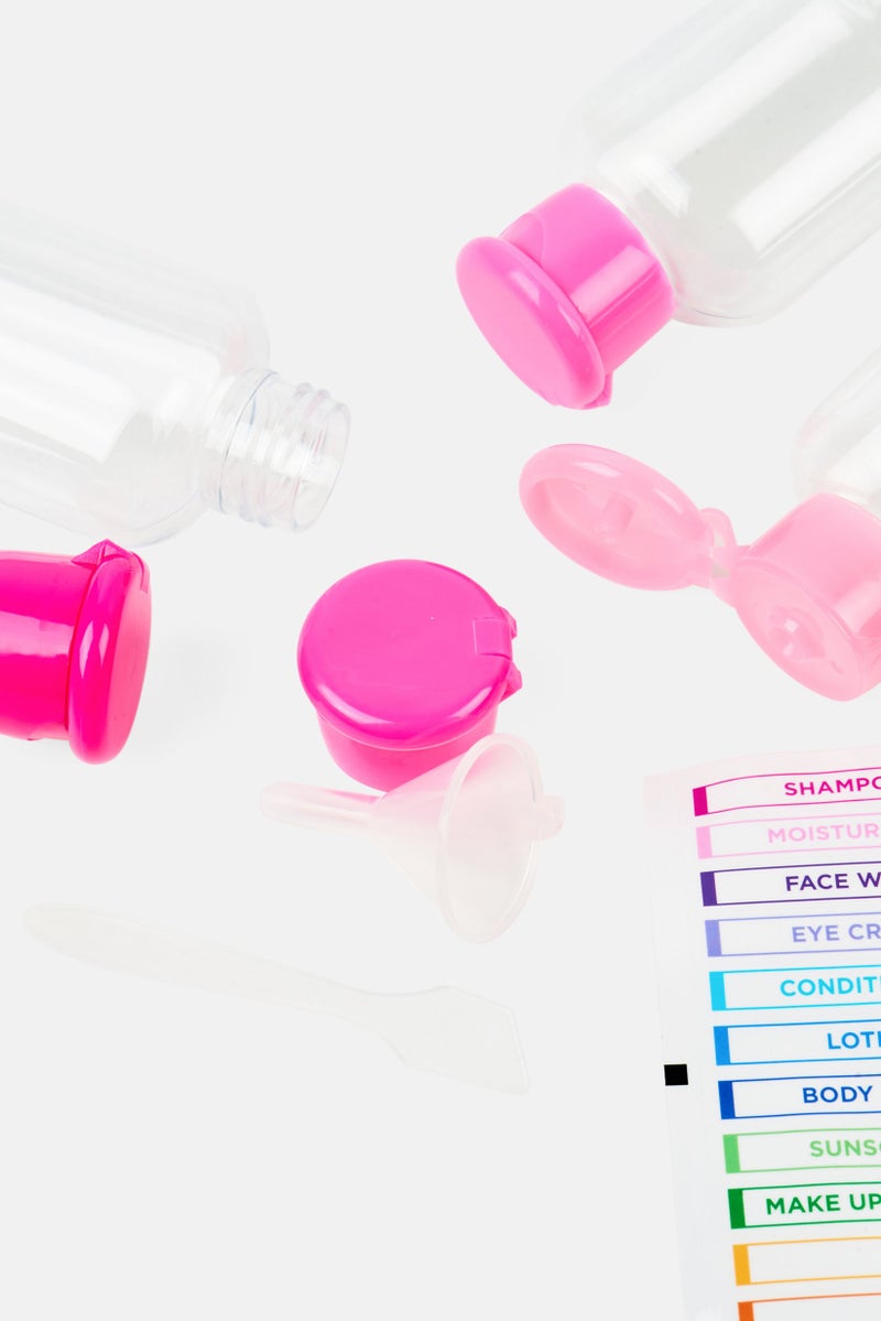 Miamica مجموعة زجاجات سفر 4 قطع مع حقيبة 89 مل، وردي - Image 4