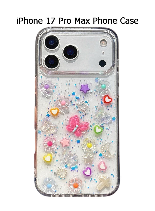Wffo Compatible for iPhone 17 Pro Max Case - 3D Flower World Phone Case - CCartoon Butterfly Design Phone Case - Fresh Summer Theme Phone Case - Anti-Slip Shockproof Case - Image 1