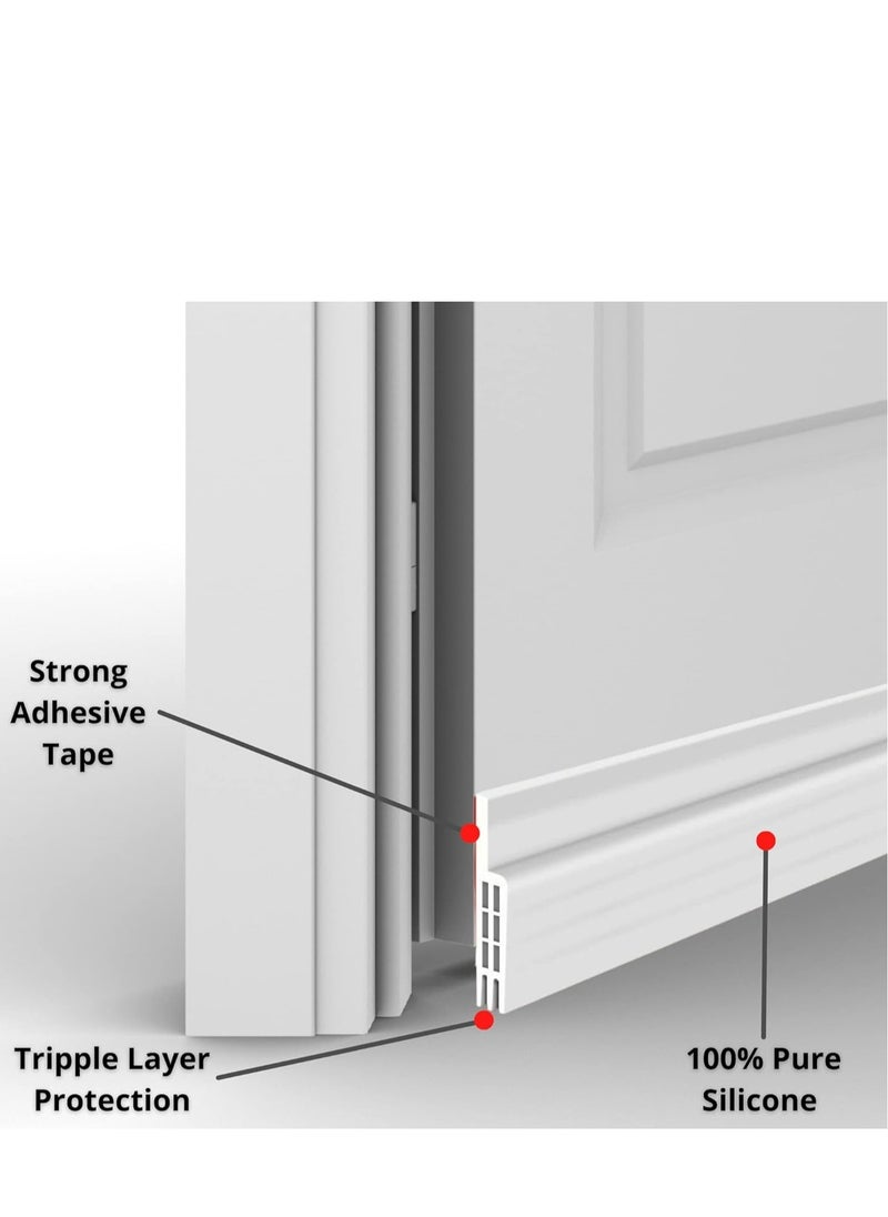 Generic Door Seal Strip for Blocking Bugs, Air, Dust - Self Adhesive, Silicone Door Draft Stoppers for Bottom of Door - Soundproof, Weather Stripping - Under the Door Draft Guard - 1 Meter -White  - Image 2