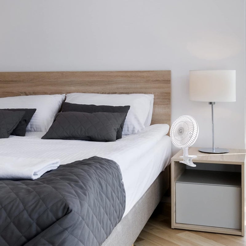 GENESIS 6-Inch Clip Convertible Table-Top & Clip Fan Two Quiet Speeds - Ideal For The Home, Office, Dorm, More Off White - Image 4