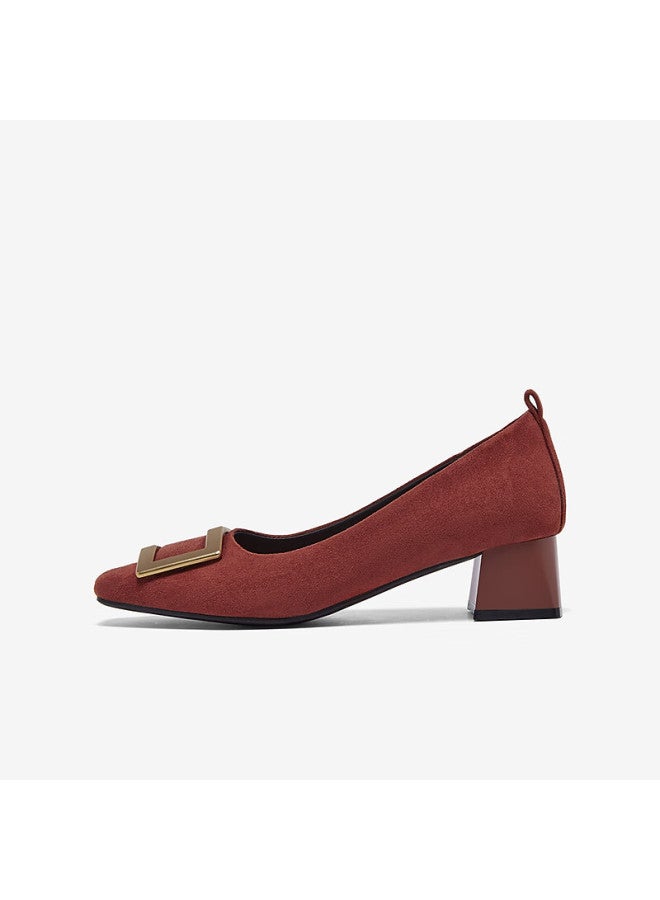 Basto 26 Spring Fabric Women's Shoes Simple Commuter Block Heel Square Toe Flats B5288aq6 Red Size 35 - Image 1
