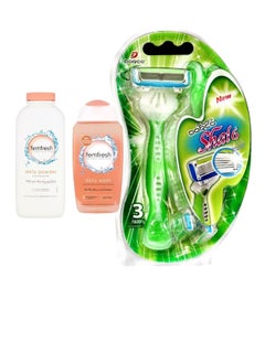 DORCO Women's razor 3 blades powder and intimate wash 