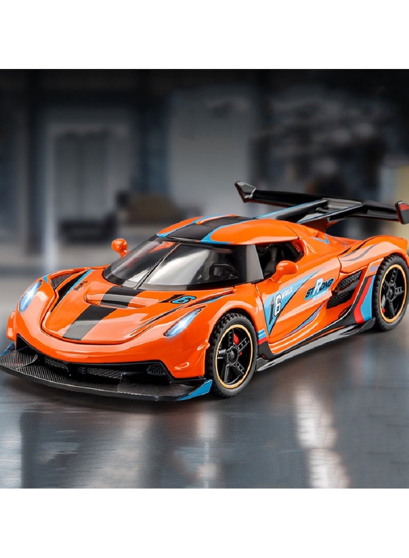 HALAMODO 1:32 Alloy Premium racing decal edition Sports Car Model , With Light & Sound Pull-Back Toy , Opening Doors , Model Car for Kids Boy Girl Gift , Collectible Display , Orange , 15.5 cm*6.7 cm*4 cm - Image 1