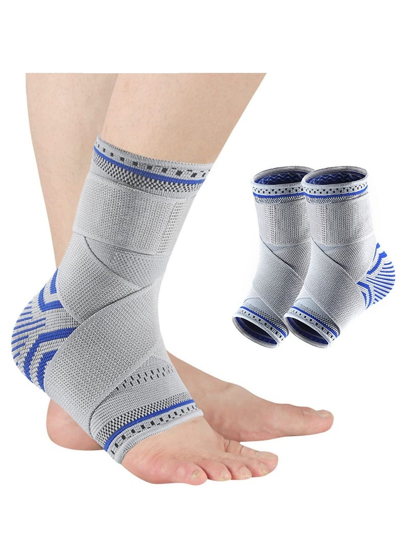 Y&D Ankle Brace Compression Sleeve Adjustable Support for Men Women Breathable w/Ankle Strap Sprained Swelling Relief Pain Plantar Fasciitis (XL-(1pair))  - Image 1