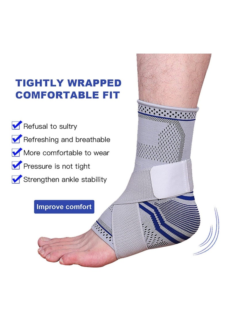 Y&D Ankle Brace Compression Sleeve Adjustable Support for Men Women Breathable w/Ankle Strap Sprained Swelling Relief Pain Plantar Fasciitis (XL-(1pair))  - Image 2