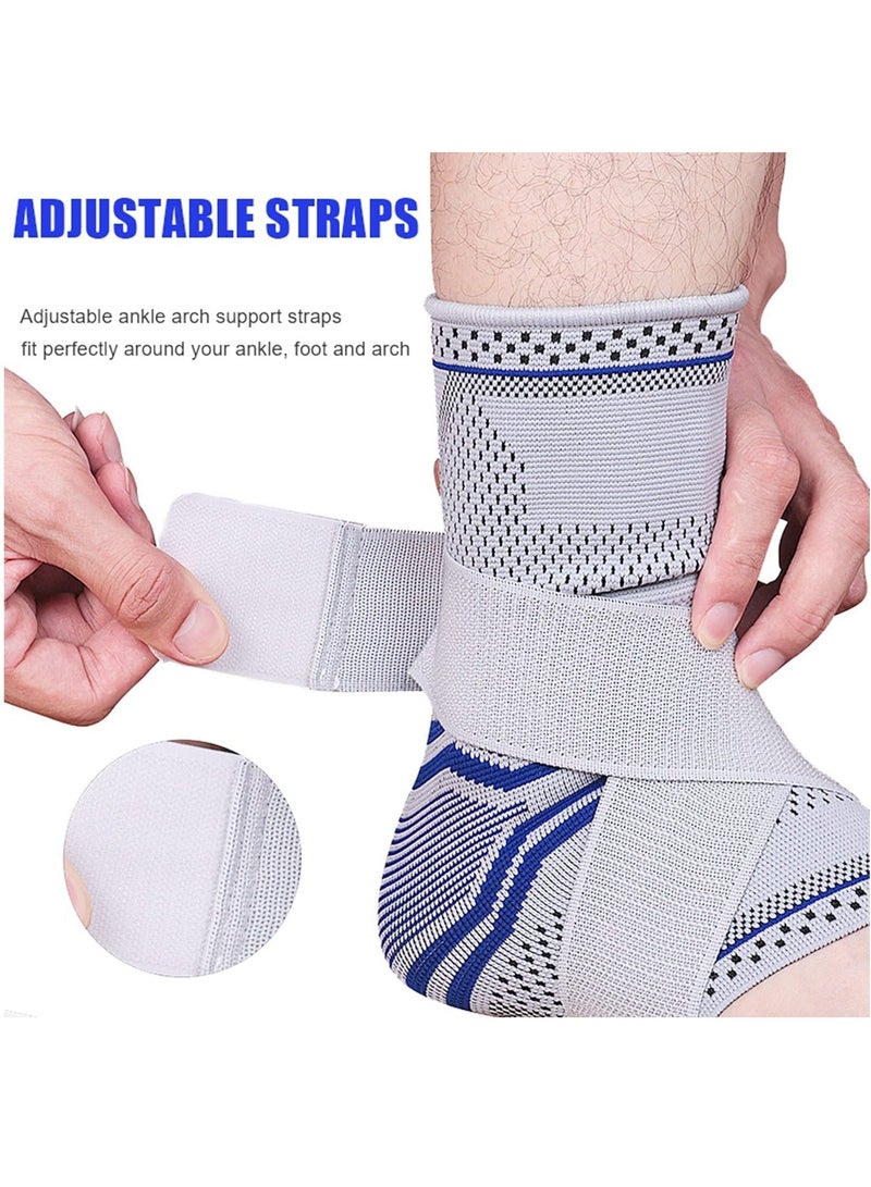 Y&D Ankle Brace Compression Sleeve Adjustable Support for Men Women Breathable w/Ankle Strap Sprained Swelling Relief Pain Plantar Fasciitis (XL-(1pair))  - Image 4