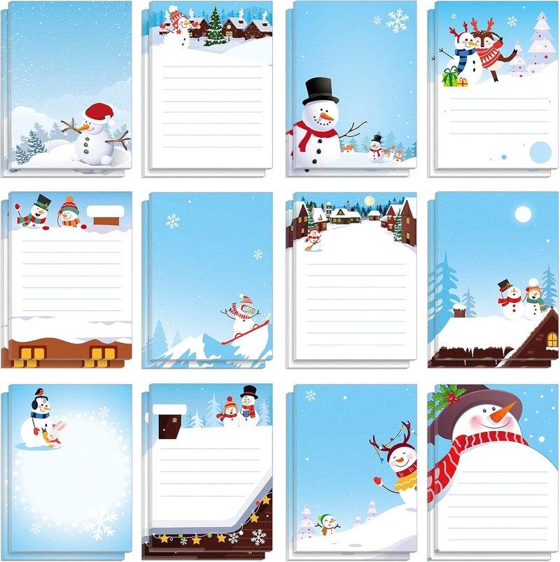 Zhehao 24 Pcs Christmas Winter Theme Notepads Holiday Notepads for Women Snowman Note Paper Christmas Notepad Funny Memo Pads Xmas Memo and Scratch Pads for Home School Office GiftsCute Pattern - Image 1