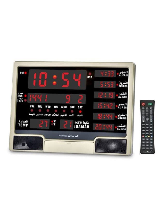 Muslim Islamic prayer clock with remote praying azan alarm wall world time function mosque clock.  - Image 2
