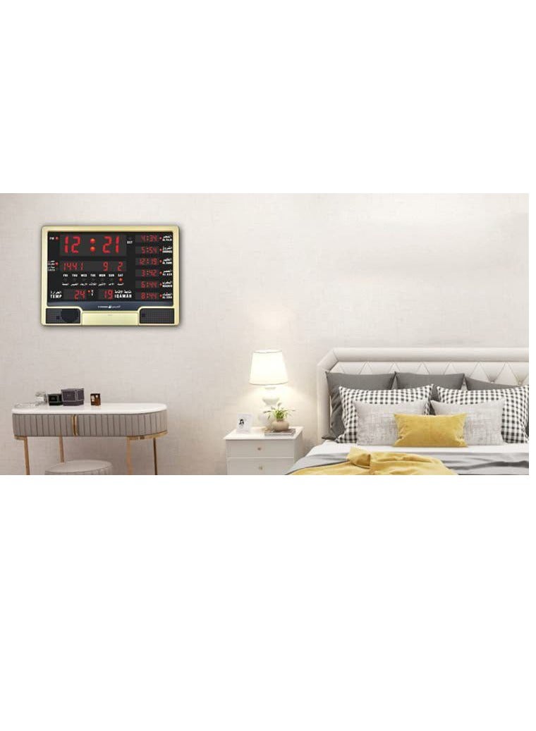 Muslim Islamic prayer clock with remote praying azan alarm wall world time function mosque clock.  - Image 4