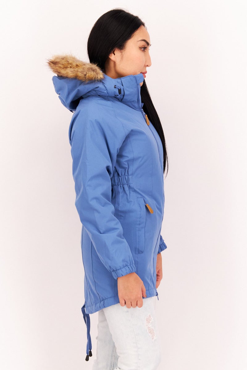 Trespass Women Hooded Long Sleeves Solid Puffer Jacket, Blue - Image 3