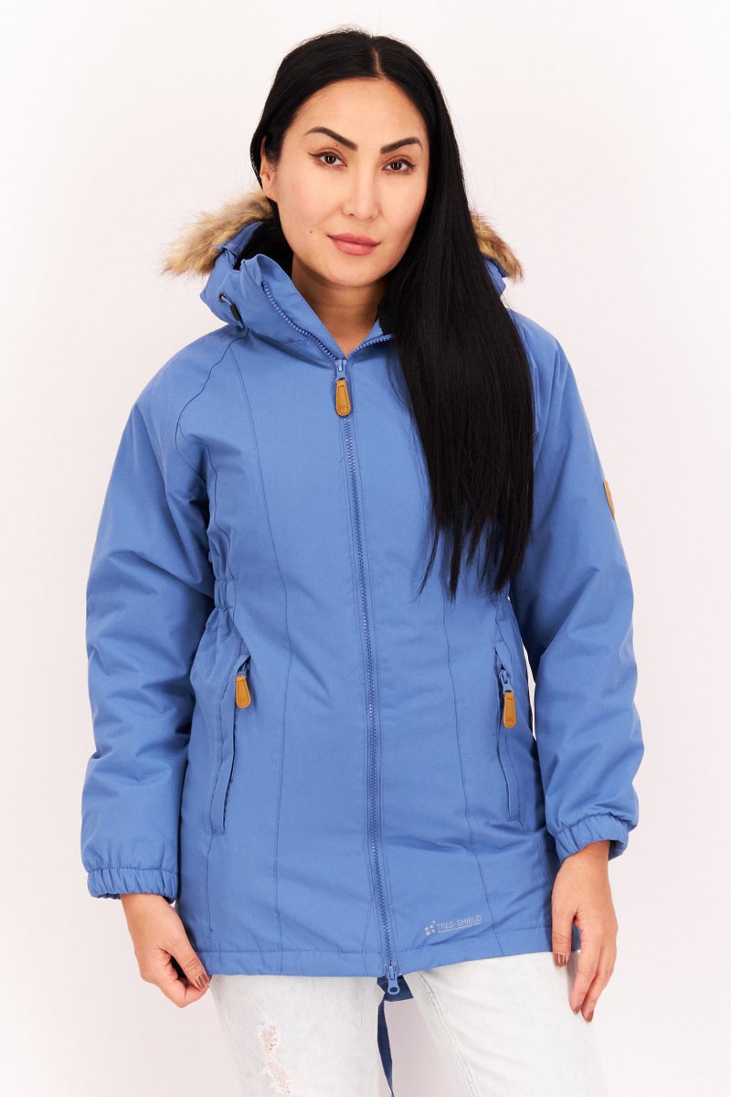Trespass Women Hooded Long Sleeves Solid Puffer Jacket, Blue - Image 1