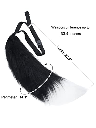 LA CARRIE Plush Tail and Ears Faux Fur Animal Fox Wolf Costume Kit for Unisex Kids Adult Party Halloween Fancy Dress Cosplay(Black) - Image 4