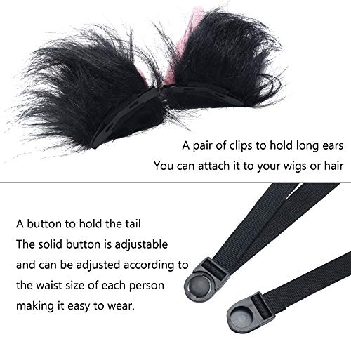 LA CARRIE Plush Tail and Ears Faux Fur Animal Fox Wolf Costume Kit for Unisex Kids Adult Party Halloween Fancy Dress Cosplay(Black) - Image 2