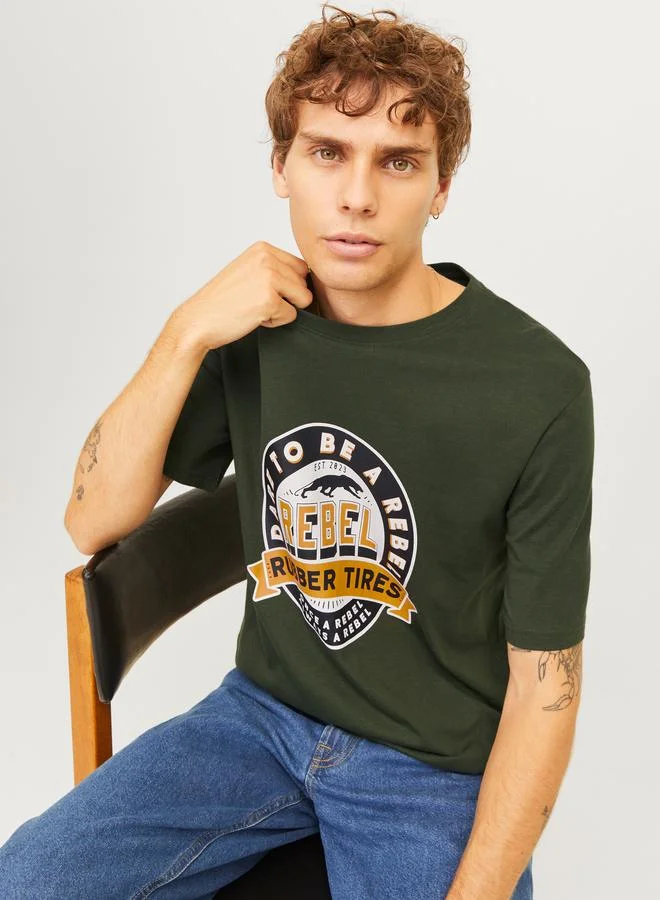 JJ Rebel JJ REBEL Printed Crew Neck Relaxed Fit T-Shirt