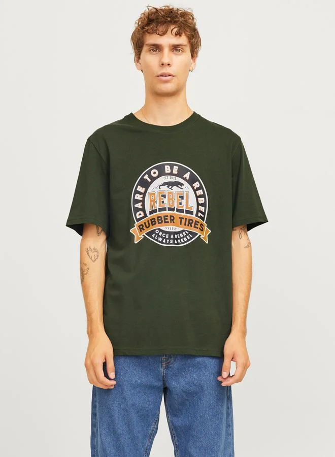 JJ Rebel JJ REBEL Printed Crew Neck Relaxed Fit T-Shirt