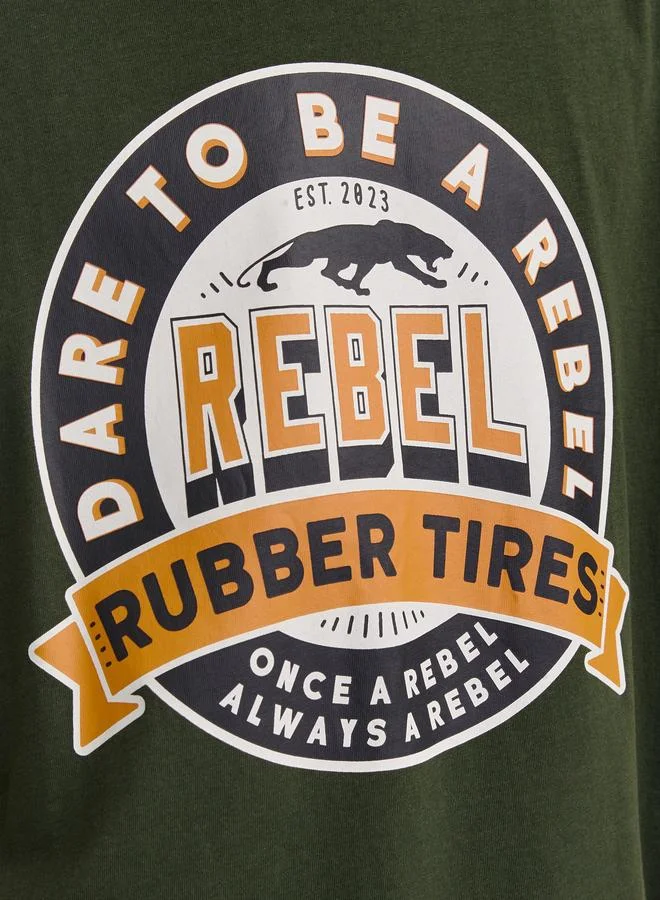 JJ Rebel JJ REBEL Printed Crew Neck Relaxed Fit T-Shirt