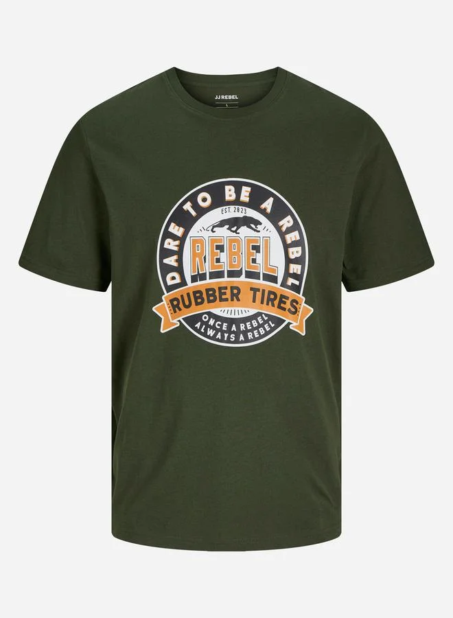 JJ Rebel JJ REBEL Printed Crew Neck Relaxed Fit T-Shirt