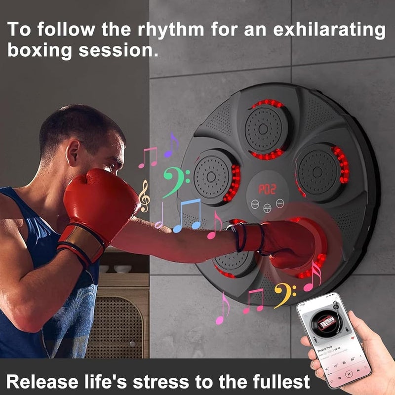 Drumstone (𝟏𝟖 𝐘𝐞𝐚𝐫𝐬 𝐰𝐚𝐫𝐫𝐚𝐧𝐭𝐲) Smart Music Boxing Machine with LED, Wall Mounted Target Boxing Training Equipment with Bluetooth, Wall Training Punching Pads for Kid Home Gym Workouts - Image 2