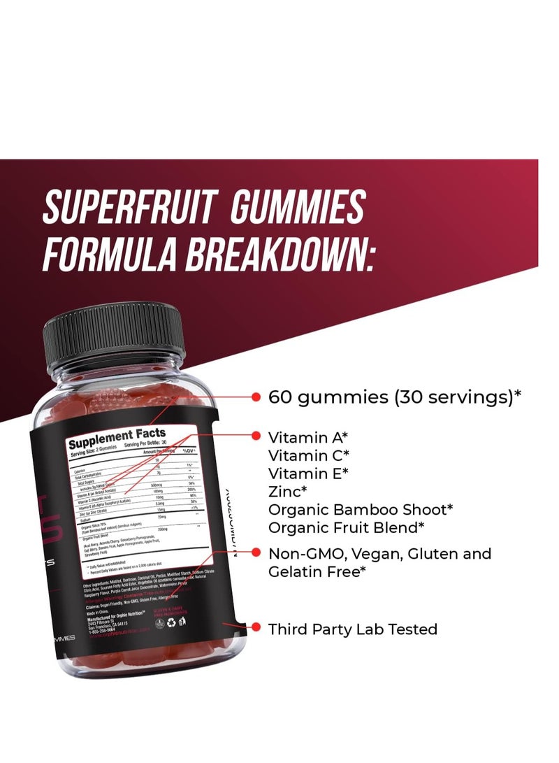 Orphic Nutrition Superfruit Vegan Gummies - Immune System for Women and Men* - 60 Vitamins Gummy for Beauty, Wellness, Hair & Skin* - Image 2