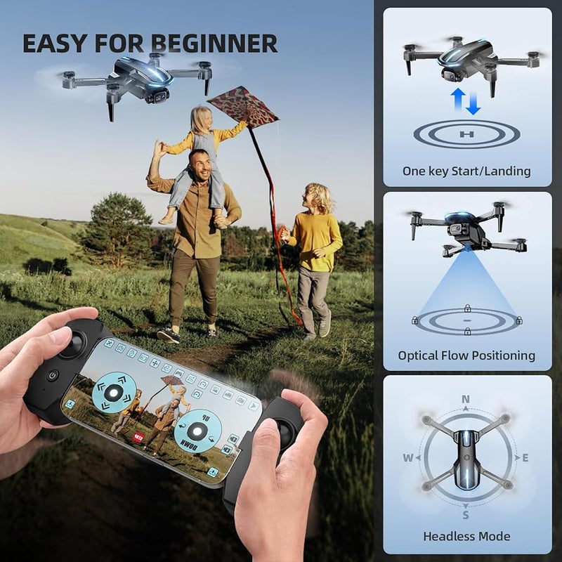 Pallton Drone with Camera 1080P HD FPV Foldable Mini Drone for Beginners Kids Adults, Drone with One Key Take Off/Landing, Gesture Selfie, Altitude Hold, 3D Flip, Easy to Fly, 2 Batteries, Toys for Boys Girls - Image 4