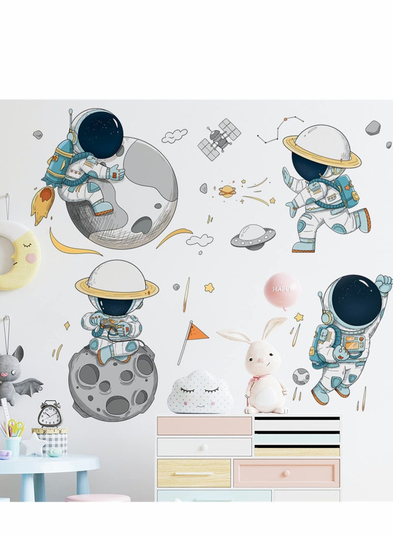 Excefore Astronaut Wall Stickers, Outer Space Stars Decals, DIY Removable Large Art Decoration, Peel and Stick, for Kids Baby Boys Girls Playroom Bedroom Decor - Image 4