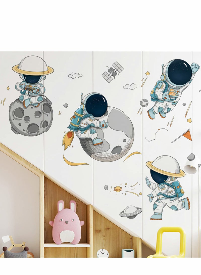 Excefore Astronaut Wall Stickers, Outer Space Stars Decals, DIY Removable Large Art Decoration, Peel and Stick, for Kids Baby Boys Girls Playroom Bedroom Decor - Image 2
