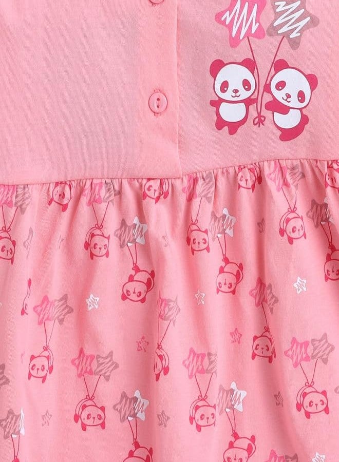 BUMZEE فستان بناتي من القطن بلون وردي داكن بأكمام طويلة يصل إلى الركبة، مناسب للارتداء اليومي، من عمر 3 إلى 6 أشهر (Peb9567B-dpk) - Image 3