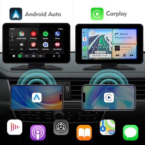 FeirTon 7" HD Portable Wireless Carplay for Car Stereo Touch Screen with Apple Carplay & Android Auto Car Tablet with Backup Camera/Mirror Link/Voice Control/Bluetooth/GPS for All Vehicles - Image 2