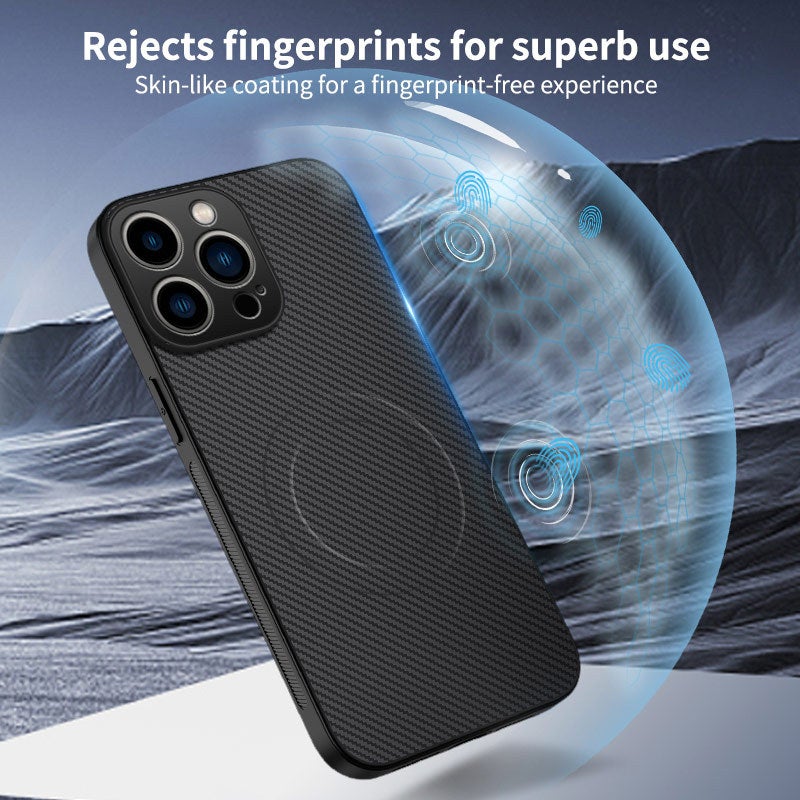 Iphone17 Air Carbon Fiber Leather Texture Phone Case Is Suitable for Apple 16 Pro Max Magnetic Anti-Fall Protective Case - Image 3