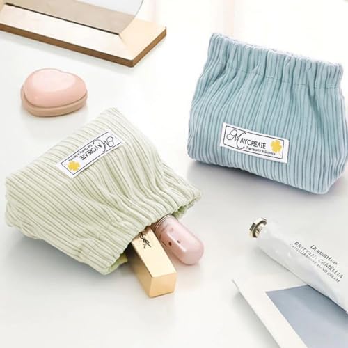 MAYCREATE® 2pcs Small Makeup Pouch, Corduroy Coin Pouch Lipstick Bag, Mini Jewelry Storage Pouches for Women Girls, Easy Squeeze Open Portable Travel Pouch Organizer - Image 5
