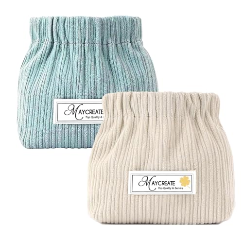 MAYCREATE® 2pcs Small Makeup Pouch, Corduroy Coin Pouch Lipstick Bag, Mini Jewelry Storage Pouches for Women Girls, Easy Squeeze Open Portable Travel Pouch Organizer - Image 1