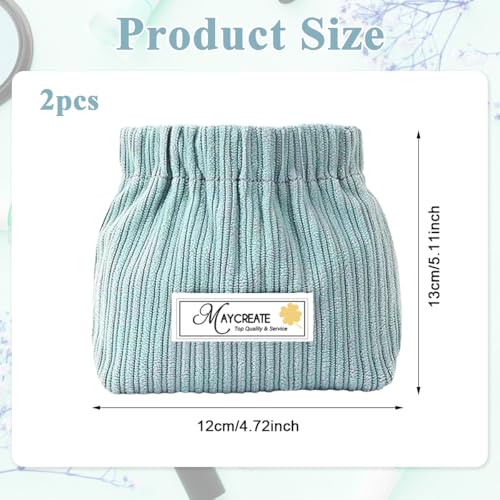 MAYCREATE® 2pcs Small Makeup Pouch, Corduroy Coin Pouch Lipstick Bag, Mini Jewelry Storage Pouches for Women Girls, Easy Squeeze Open Portable Travel Pouch Organizer - Image 2
